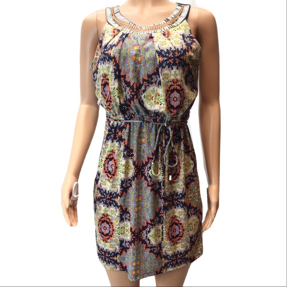 Roz & Ali Petite Sleeveless Casual Tie Waist Dress